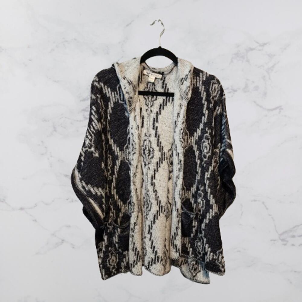 Roxy Blue Dawn Breaker Hooded Angel Wing Sweater Poncho OSFM
